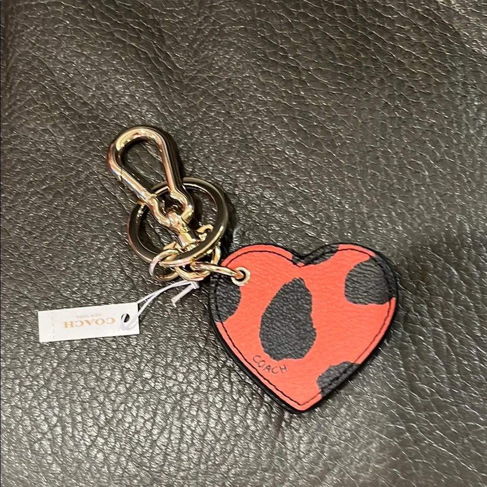 Coach Heart leopard key chain